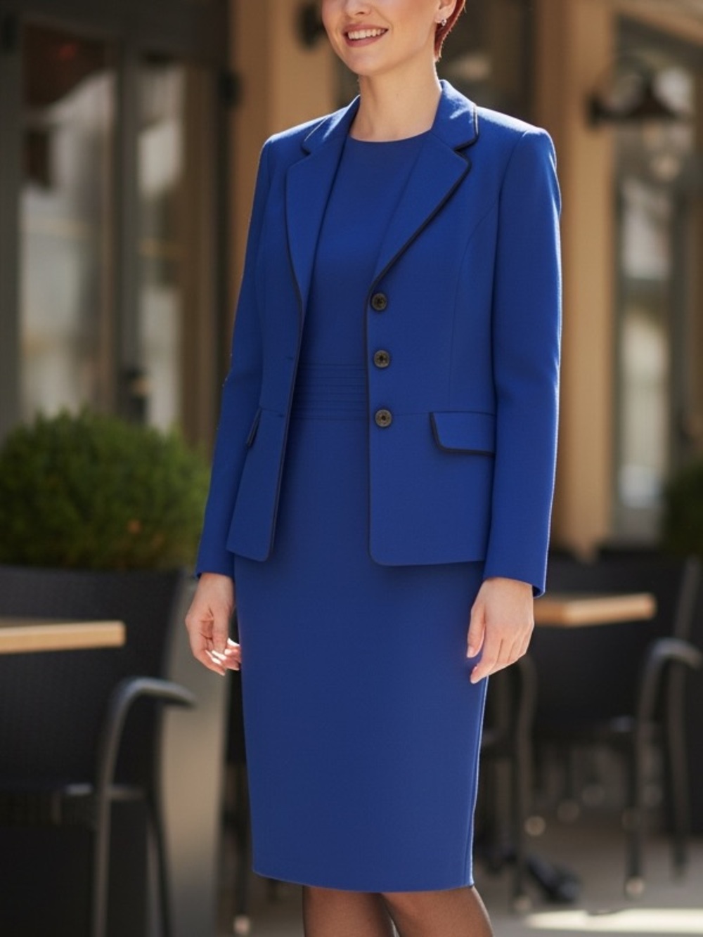 Kasper Cobalt Blue Lined Dress and Blazer Size 14